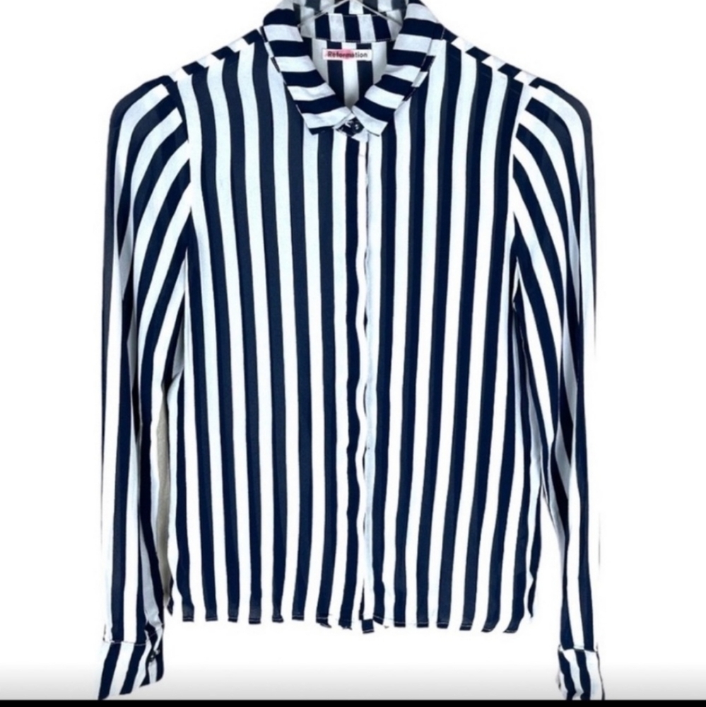 Reformation Striped Button Down Shirt View 2